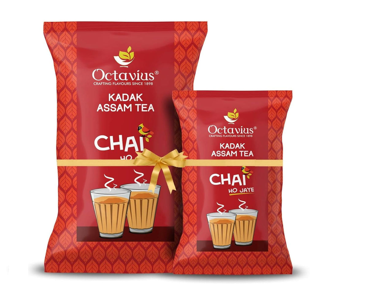Octavius Kadak Assam Tea - Pack Of 2, 1.25 Kg, 44.09 Ounce | Garden Fresh Extra Strong Assam Tea - Kadak Chai Patti | Medium Caffeine Strong Chai Patti