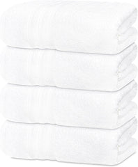 Tiqh 100% Cotton Thick & Plush Luxury Hand Gym & Workout Hand Towel 800 Gsm - Set Of 4 (White)