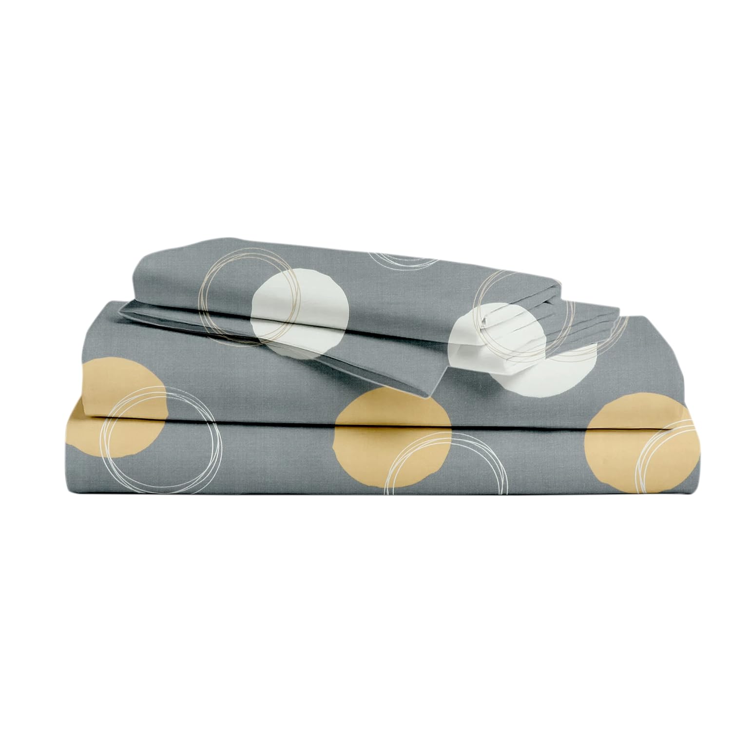 1 Single Bedsheets With 1 Matching Pillow Covers - Size 60 X 90 Inches, Grey & White | Light Weight & Breathable - Traditional Printed Bedsheet