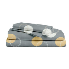 1 Single Bedsheets With 1 Matching Pillow Covers - Size 60 X 90 Inches, Grey & White | Light Weight & Breathable - Traditional Printed Bedsheet