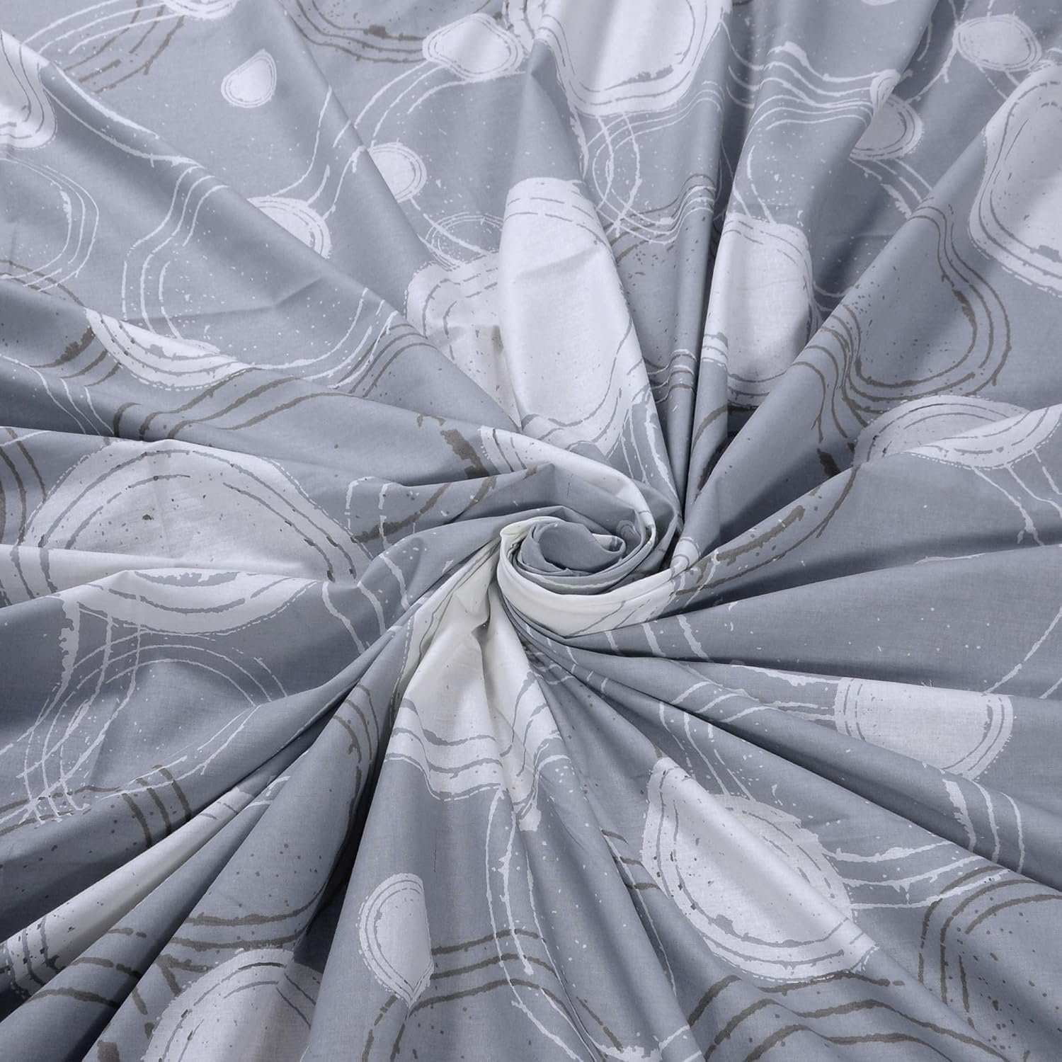 Bed Sheet For Double Bed With 2 Pillow Covers - 88 X 96 Inches, Grey & Off White | Ideal For Bedroom, Guest Room, Home, Daily Use