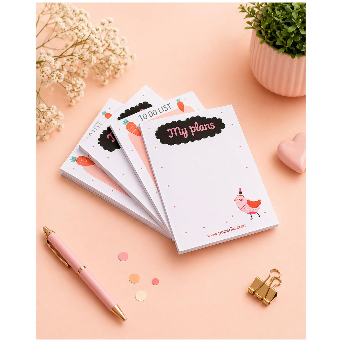 To Do List Collections Notepad Notes Tear-Off Pad, Pad For Shopping Lists, Reminders, Set Of 4
