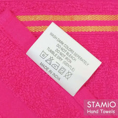 Stamio Cotton Hand Towel 390 Gsm | For Men, Women, Home Use, Gym, Wash Basin, Kitchen | Soft Absorbent Quick Dry Small Size Towels (Pink) -Set Of 6