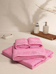 Monte Carlo Solid 2 Bath Towel & 2 Hand Towel 1400 Gsm (Light Pink)