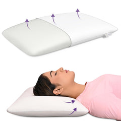 Memory Foam Pillow For Neck & Shoulder Pain, White Pillow, Thin Size - 4 Inch | Orthopedic Pillow For Sleeping, Without Cover | Neck Support, Adjustable, Breathable - Pack Of 1