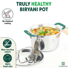 Triply Stainless Steel Cookware Combo With Free Chopping Board - Kadai 23.4cm, 2.7 Liters + Stock Pot 21.6 Cm, 2.9 Liters | Gas & Induction Friendly, 3-Layer Body, 100% Toxin-Free