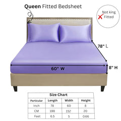 Elastic Fitted Bedsheet Queen Size With 2 Pillow Cover - 60 X 78 X 10 Inches, Lavender | Lightweight & Breathable, Perfect For All Seasons