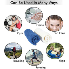 Kuber Industries Cotton Hand Towel 400 Gsm | Super Soft, Quick Absorbent & Anti-Bacterial Gym & Workout Towels - Blue & Ivory (2 Pieces)