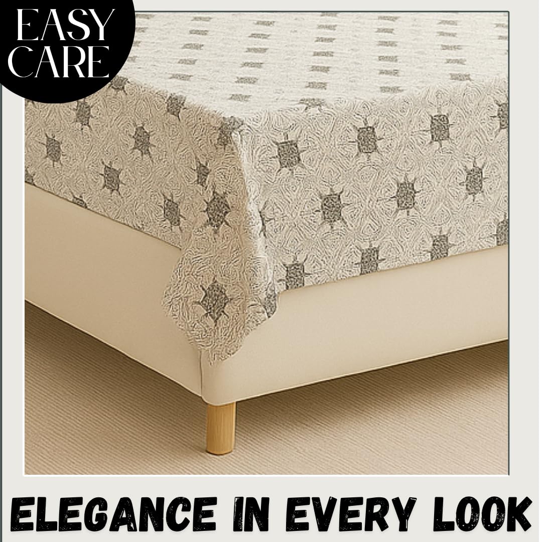 Bedsheet For Single Bed With 1 Pillow Cover - Size 90 X 60 Inches, White Grey | Soft Touch Cotton Fabric-Comfortable & Durable | Elegant Printed Bedding Set For Daily Use