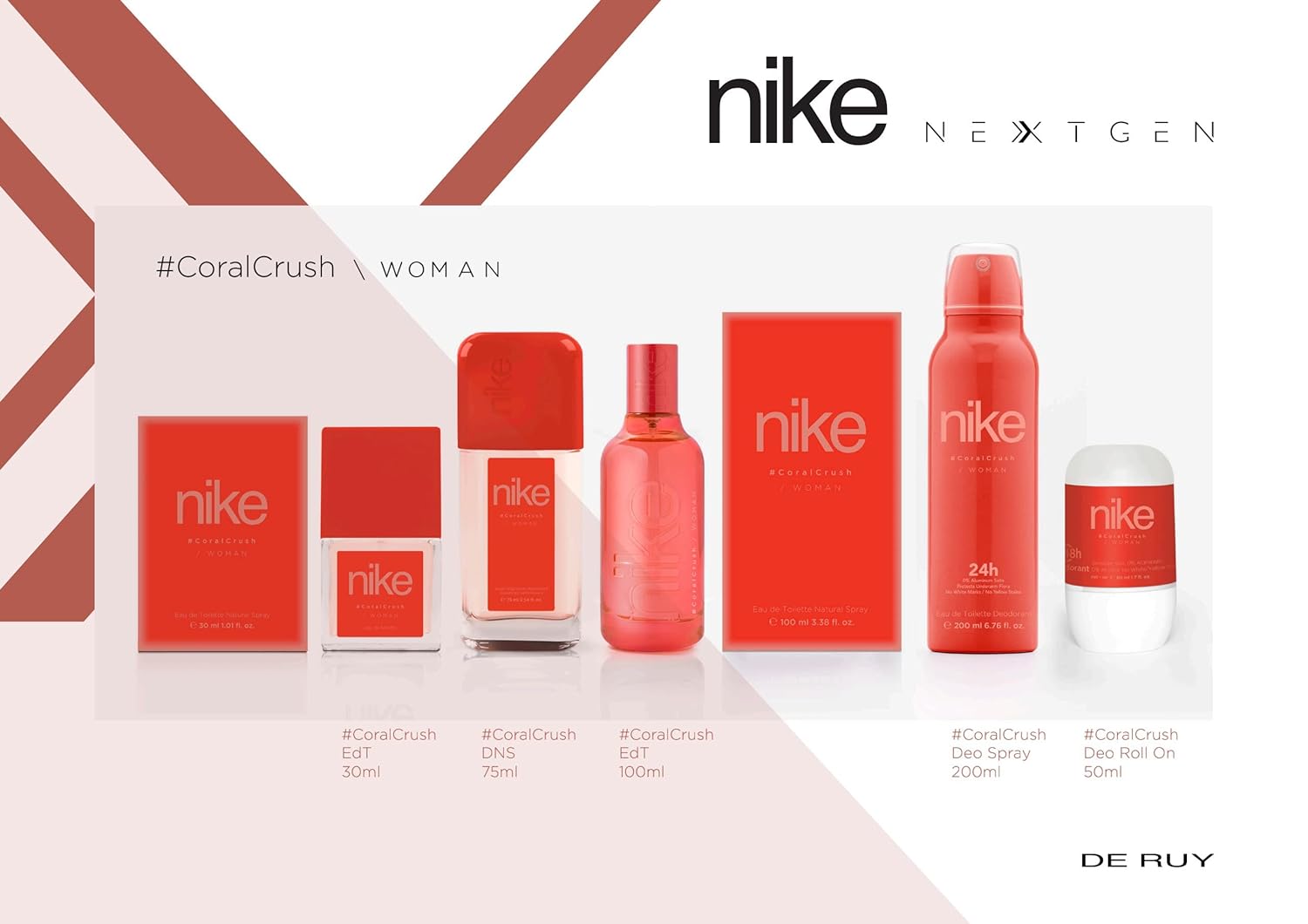 Nike Coral Crush Woman Long Lasting Eau De Toilette Deodorant Spray 200ml 6.7 Fl.oz. | Best Suited For Nights Partywear