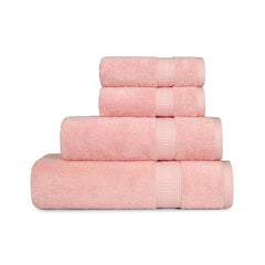 Mytrident Classic Kasturi Collection 1 Bath + 1 Small Bath & 2 Hand Towels 1200 Gsm | Highly Absorbent Towels For Bath - Tender Peach (Set Of 4)