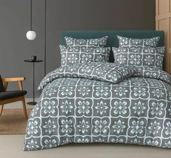 Cotton Queen Size Printed Double Bedsheet With 2 Pillow Covers For Home | 90 X 100 Inches, Grey & Blue - Beautiful Bedsheet Set | Perfect For Gifting Wedding, Anniversary