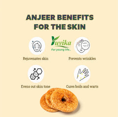 Organic Anjeer Dried Figs By Yuvika 500gm, | Nutritious Rich In Healthy Fats Antioxidants Vitamins & Minerals | 17.6 Ounce