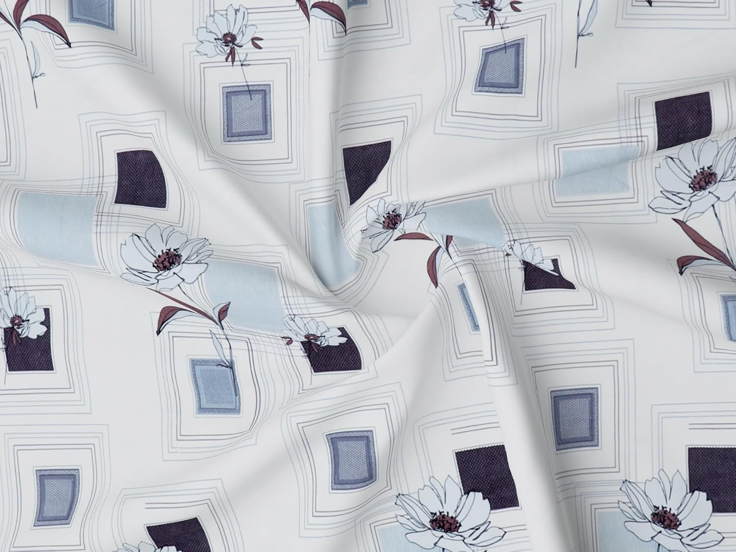 1 Single Bedsheet With 1 Pillow Cover - 60 X 90 Inches, White & Blue | All Around Elastic Fitted Bedsheets | Hand Wash Or Machine Wash Warm