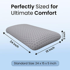 Ventilated Cooling Gel Memory Foam Pillow, Orthopedic Pillow - 22x15x5 Inch | Grey, King Size, For Sleeping & Neck Pain Relief With Premium Removable Zipper Cover | Long-Lasting - Pack Of 2