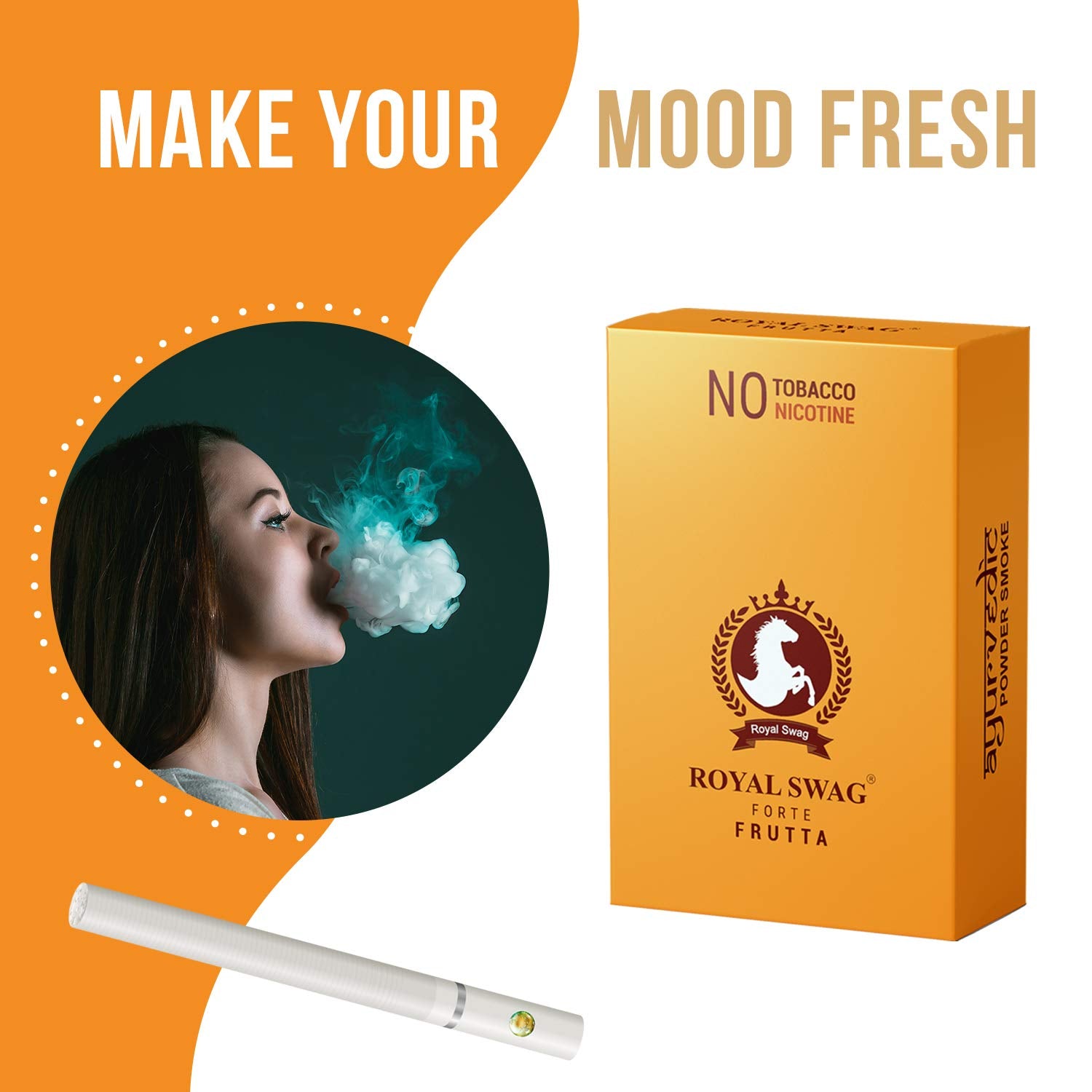 Royal Swag Herbal Cigarette Mint, Frutta Flavoured 200 Sticks 100% No Nicotine & No Tobacco - Smoking Cessation With Natural 100ml Shot Anti Addiction Spray | Pack Of 200