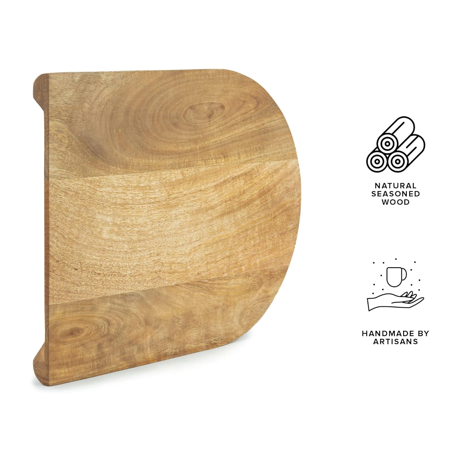 Large Wooden Chopping Board, Mango Wood | Natural Finish Large Chopping Board With Space For Plate - Chopping Board For Kitchen | Cutting Board Wood - Wooden Cutting Board