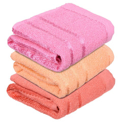 Heart Home Face Towel 600 Gsm | Facewash For Travel Workout Hand Towel | Lining Design Pack Of 3 (Multicolor)