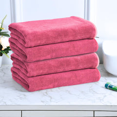 Black Gold The Finer Touch Premium Microfiber Bath Towels 1600 Gsm | Lightweight Ultra-Soft Fade Resistant (Pink) - 4 Pcs