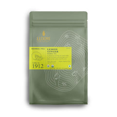 Luxmi Estates Lemon Ginger Herbal Tea - 100gm, 3.5 Ounce, 50 Tea Bags | USDA Organic Certified Herbal Tea - Made With Lemon Peel, Ginger, Lemongrass, Licorice | Caffeine Free Herbal Tea