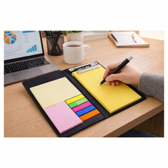 Note Pad Diary Style Desk Organizer With Sticky Notes, Clip Holder & Pen | Home Notebook - Yellow