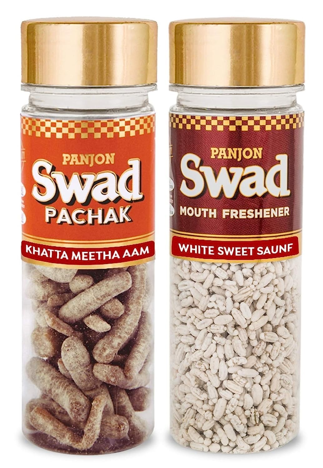 Panjon Swad Khatta Meetha Aam & White Sweet Saunf Mouth Fresheners 250gm, (125gm *2 Bottles)
