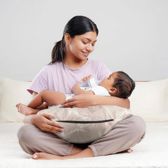 Feeding Pillow For New Born Baby, 5 In 1 Multipurpose Use, Nursing Pillow, Light Brown | For Breastfeeding With Cotton Removable Cover | Stay-Put Support For Every Position, Easy To Clean
