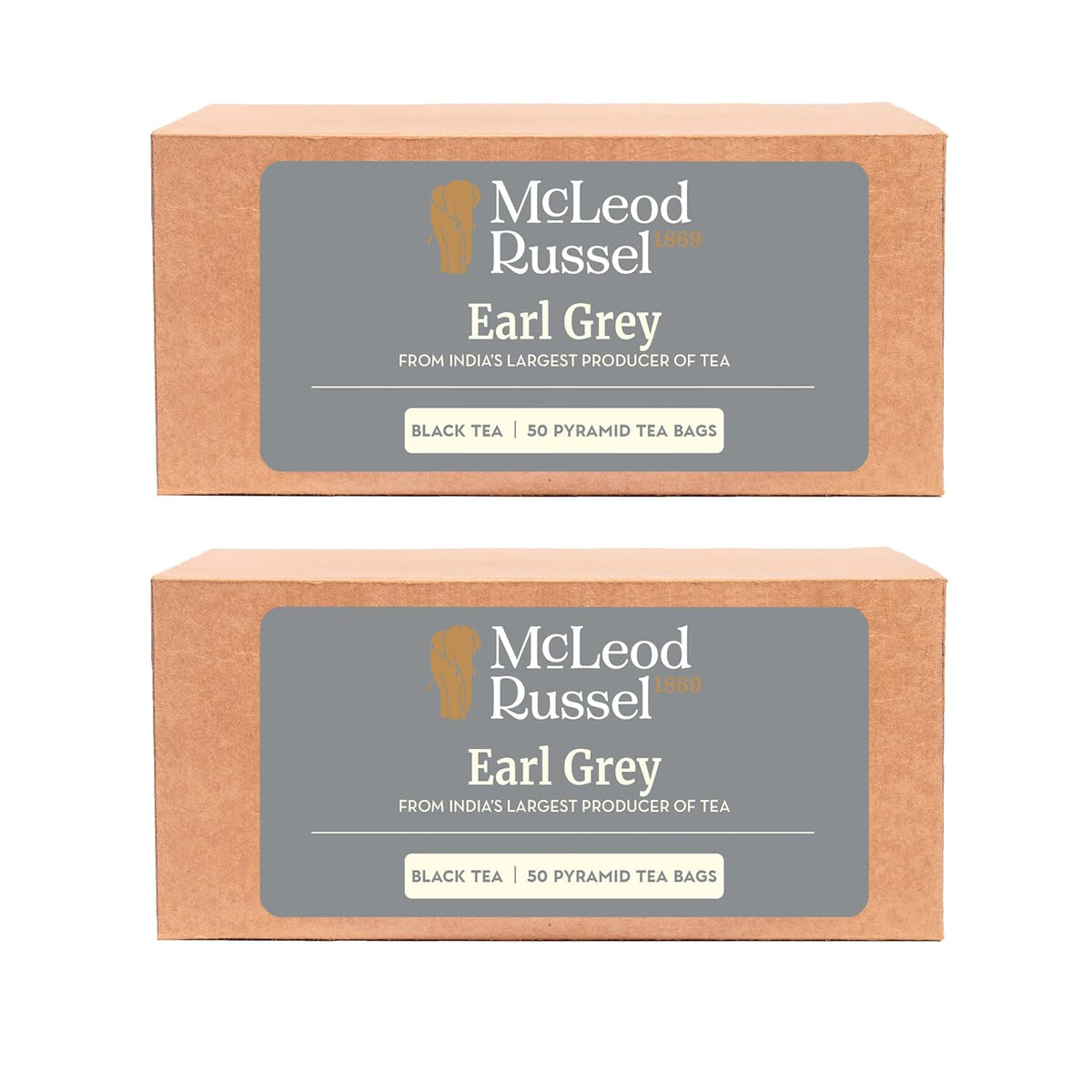 McLeod Russel 1869 Earl Grey Black Tea - Pack Of 2 X 50 Pyramid Tea Bags | Blended With 100% Natural Bergamot Oil - Loose Leaf Black Orthodox | Brewed Hot Or Iced Tea - Low Caffeine