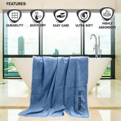Housse Premium Soft Microfiber Embroidery Bath Towel 350 Gsm | Soft Absorbent Quick-Drying Sweat Towel (No Excuse - Dark Blue)