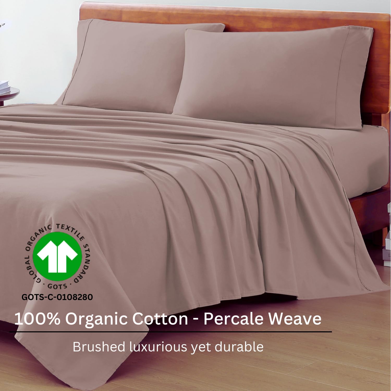 Includes 1 Flat Super King Bedsheet With 2 Pillow Covers - 108 X 108 Inches, Beige | Soft - Breathable & Comfortable, Machine Washable | Natural Softness & Breathability