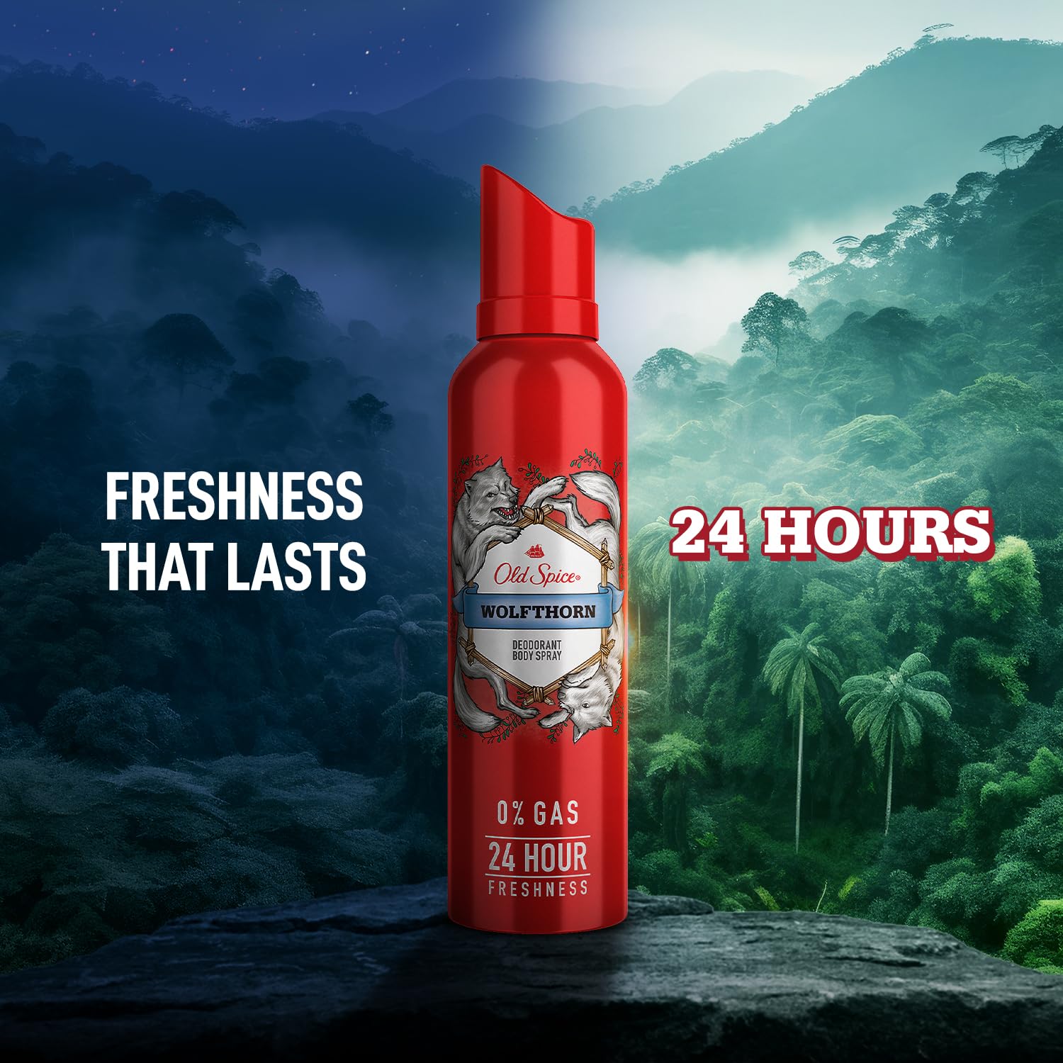 Old Spice Wolfthorn No Gas 24 Hour Long Lasting Freshness Deodorant Perfume Body Spray For Men 140ml 4.7 Fl.oz.