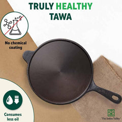 Super Smooth Black Cast Iron Cookware Set - Tawa 26.2 Cm + Kadai 26.1 Cm + Fry Pan 24.8 Cm | Pack Of 3 - Pre-Seasoned Cookware, 100% Pure & Toxin-Free, No Chemical Coating, Non Stick