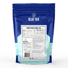 Blue Tea Caffeine Free Smooth Move Herbal Tea - 50 Pyramid Tea Bags In Zip Lock Pack | Super Antioxidant - Gluten Free, Non-GMO, Zero Sugar, 100% Vegan