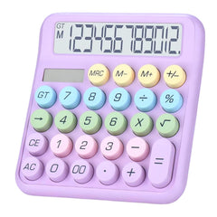 Desktop Calculator, powered By Batteries (Included)12 Digit Large LCD Display, big Buttons Easy To Press, automatic Sleep, for Office, school, Home. (Purple)