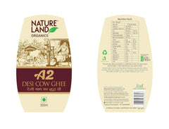 Natural A2 Desi Cow Ghee By Natureland Organics | Delicious & Nutritious Healthy Desi Cow Ghee Good For Boost Energy | 700ml (350ml * 2) 23.6 Ounce | Jar Pack