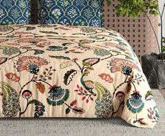 Soft Cotton Super King Size Bedsheet With 2 Large Size Pillow Covers - 108 X 108 Inches, Beige | 240 Thread Count Suitable For All Seasons & Easy To Wash