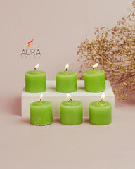 GREEN APPLE FRAGRANCE VOTIVE CANDLES SET OF 6 | BURNING TIME APPROX 5 HOURS