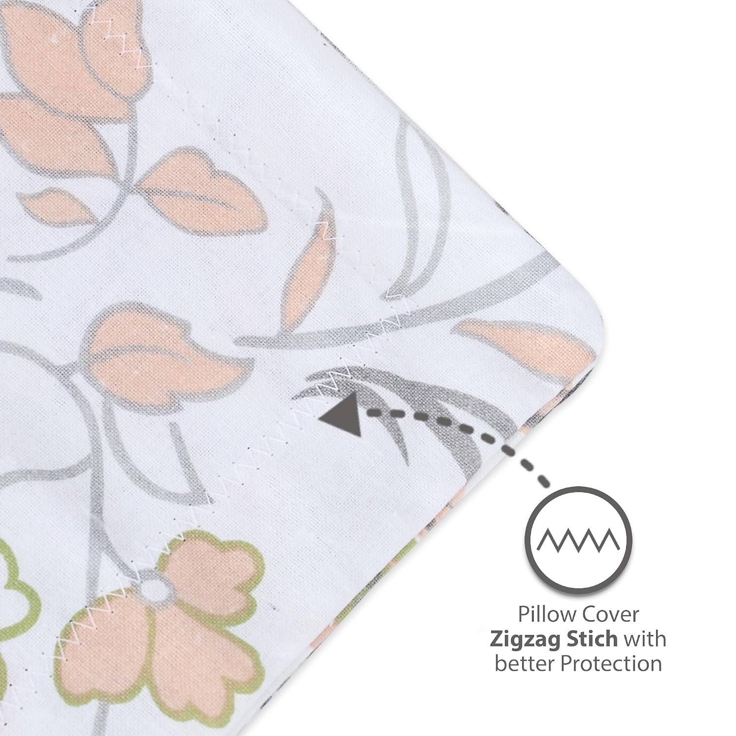 Super Soft 100% Cotton Bedsheet For Queen Size With 2 Pillow Covers | 87 X 100 Inches, White & Peach - Perfect For Home Decor & Gifts | 144 Thread Count