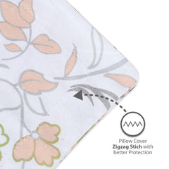 Super Soft 100% Cotton Bedsheet For Queen Size With 2 Pillow Covers | 87 X 100 Inches, White & Peach - Perfect For Home Decor & Gifts | 144 Thread Count