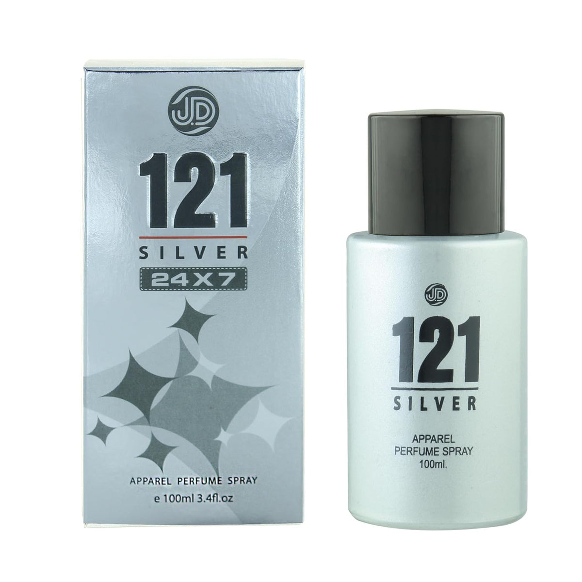 JD International 121 Silver Apparel Unisex Perfume With Long Lasting Fragrance - 100ml, 3.4 fl.oz.| perfume For Men & Women