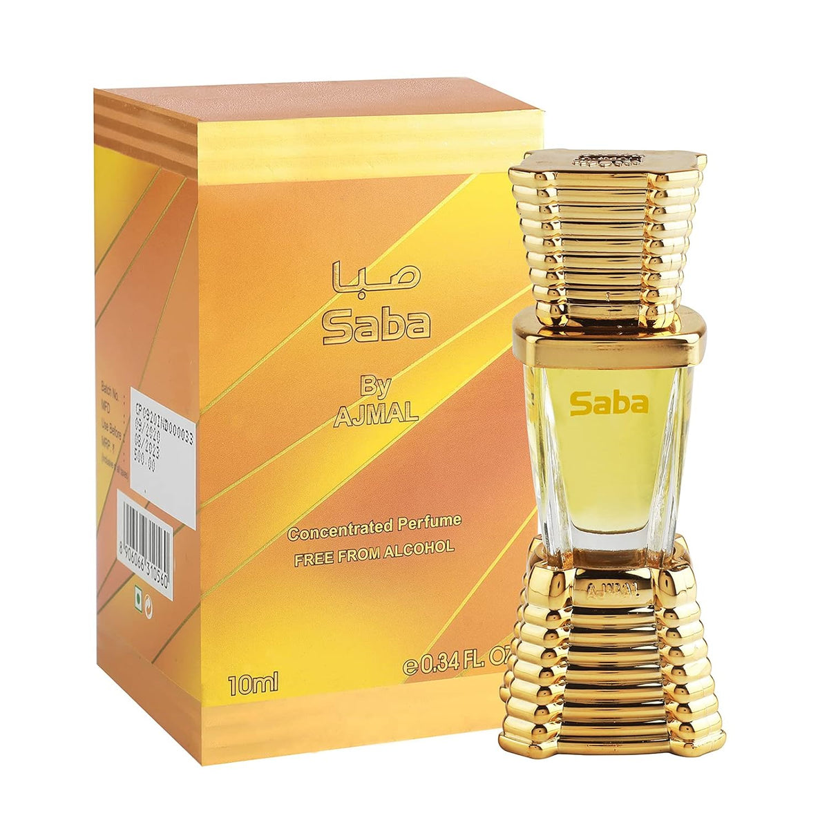 Ajmal Saba Concentrated Attar Perfume Oil 10ml 0.3 Fl.oz. | For Men & Women | Free From Alcohol