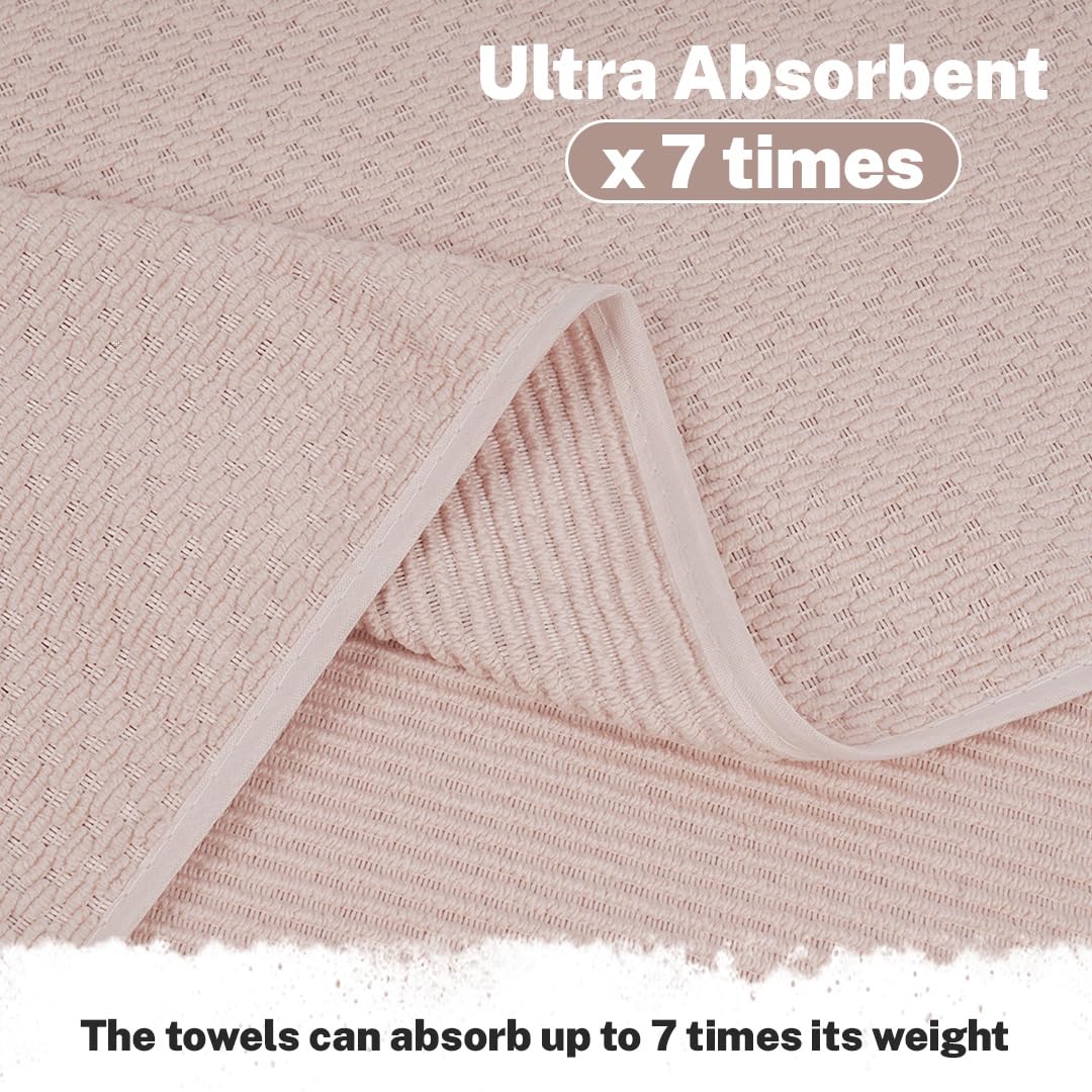 Fezora Microfiber Contler Bath Towels 700 Gsm | Large Size Bath Towel Soft & Absorbent Bath Towel For Men & Women (Light Pink & Cream)- Pack Of 2