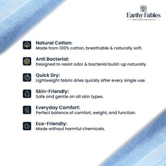 Earthy Fables Basic Hand Towel 800 Gsm | Pure Carded Cotton, Soft, Absorbent, Quick Dry & Skin-Friendly Towel - Pack Of 4 (Sky Blue)