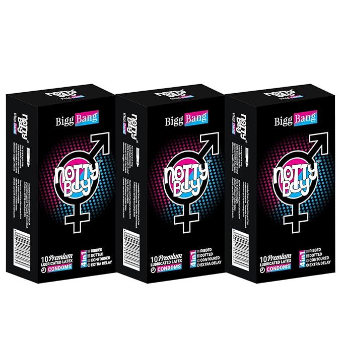 Notty Boy Dotted Ribbed Condoms With Delay Lubricant Extra Time Multi Textured Design - Pack Of 30