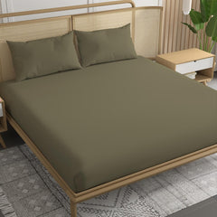 Bamboo Elastic Fitted Bedsheet With 2 Pillow Cover - 60 X 78 Inches, Mocha | Soft, Breathable & Eco-Friendly | Perfect Gifting Festival, Housewarming, Anniversaries