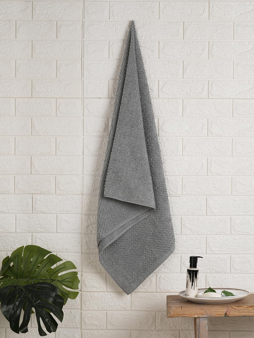 Spaces 100% Cotton Large Bath Towel 400 Gsm | For Men & Women Super Absorbent, Quick Dry, Ultra Soft Dobby Solid Design Towels Large Size (Ultimate Grey)