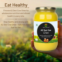 100% Pure 2 Cow Desi Ghee By Soni Farms | Traditional Bilona Method Healthy Pure Desi Ghee Good For Frying | (1 Litre) 33.8 Ounce | Jar Pack