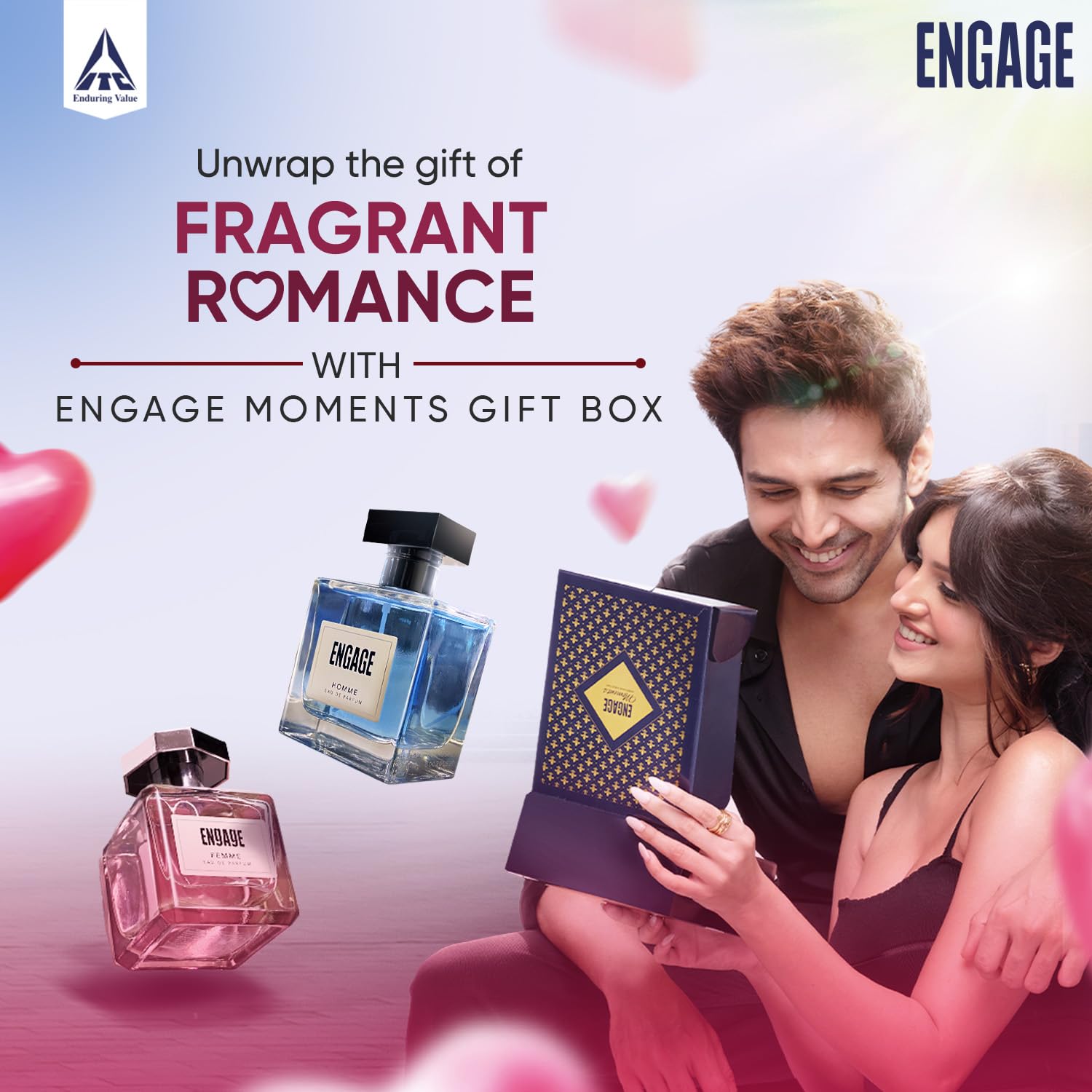 Engage Moments Luxury Homme & Femme Eau De Parfum Gift For Men & Women 100ml Each 3.4 Fl.oz. | Long Lasting Fragrance |  Ideal Wedding Gift , Anniversary Gift , Fresh & Floral