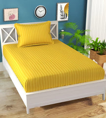 1 Single Bedsheet With 1 Pillow Cover - 60 X 90 Inches, Yellow | Durable & Long-Lasting | Naturally Soft, Breathable, & Skin-Friendly