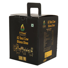 Premium A2 Pure Desi Cow Bilona Ghee By V - Truss Organics | Traditional Vedic Bilona Method Healthy Desi Cow Ghee Perfect For Calcium | (500ml) 16.9 Ounce | Jar Pack